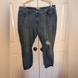 Levi's 711 skinny blue jeans with distressed knee, size 20W